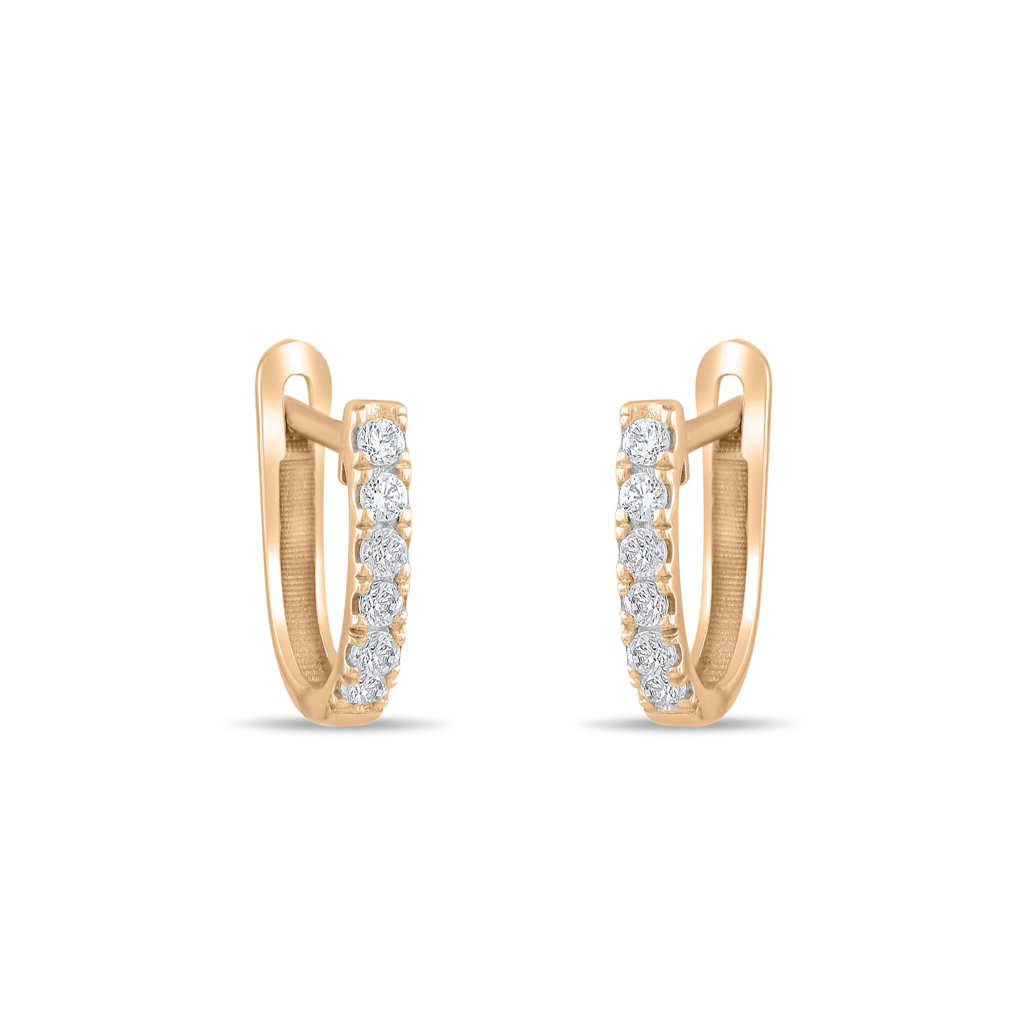 18k Diamond Hoop Earrings 14k Solid Gold Diamond Huggie Earrings