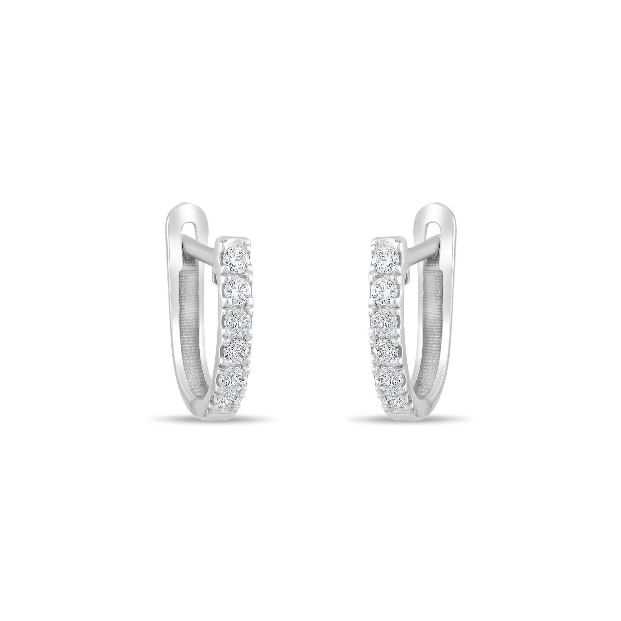 18k Diamond Hoop Earrings 14k Solid Gold Diamond Huggie Earrings