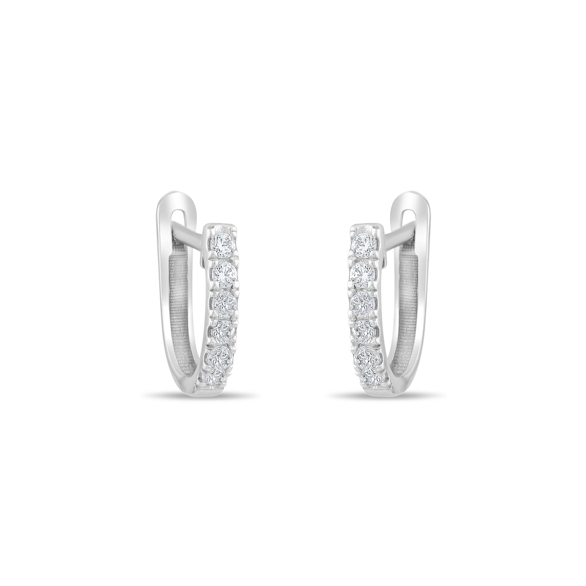 18k Diamond Hoop Earrings 14k Solid Gold Diamond Huggie Earrings