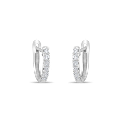 18k Diamond Hoop Earrings 14k Solid Gold Diamond Huggie Earrings