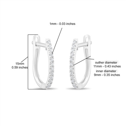 Handmade Diamond Huggie Earrings 14k 18k Solid Gold 9mm U-Hoop Dainty Jewelry