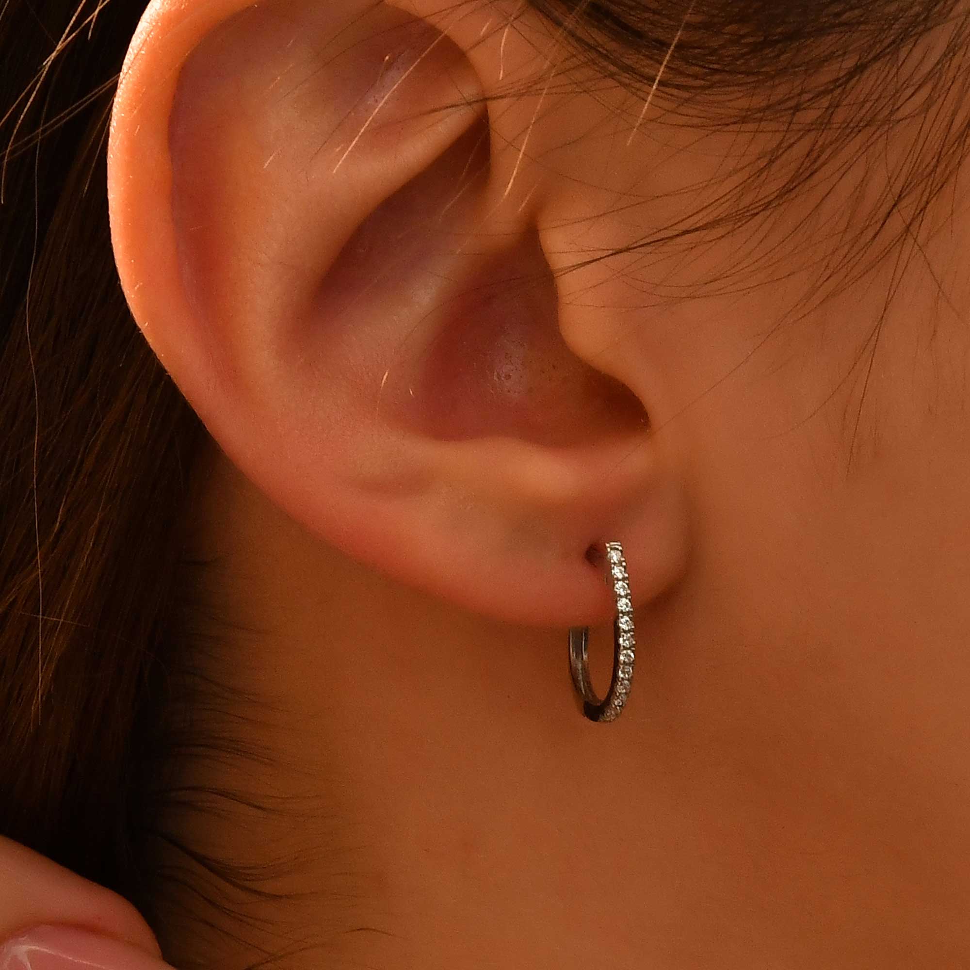 Handmade Diamond Huggie Earrings 14k 18k Solid Gold 9mm U-Hoop Dainty Jewelry