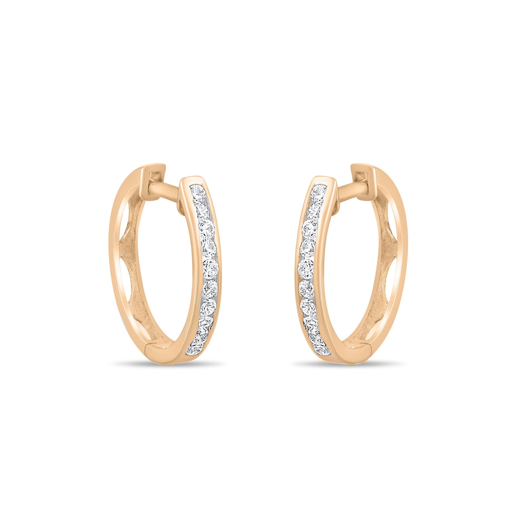 Diamond Earrings , Diamond Hoop Earrings, 18k Gold Diamond Dainty Earrings, Geniue Diamond for Women Hoop Earrings, Gold Huggie Earrings
