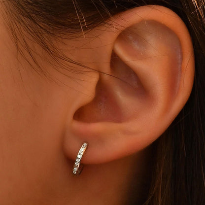 Diamond Earrings , Diamond Hoop Earrings, 18k Gold Diamond Dainty Earrings, Geniue Diamond for Women Hoop Earrings, Gold Huggie Earrings