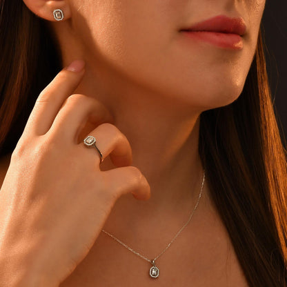 Diamond Baguette Necklace, 18k Gold Baguette Necklace for Women, 14k Solid Gold Diamond Baguette Necklace, Minimalist Gold Baguette Pendant