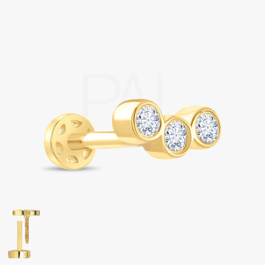 18k Diamond Tragus Piercing, 14k Solid Gold Tragus Earrings, Diamond Cartilage Tragus Earring, Diamond Stud Earrings by Pal Diamond