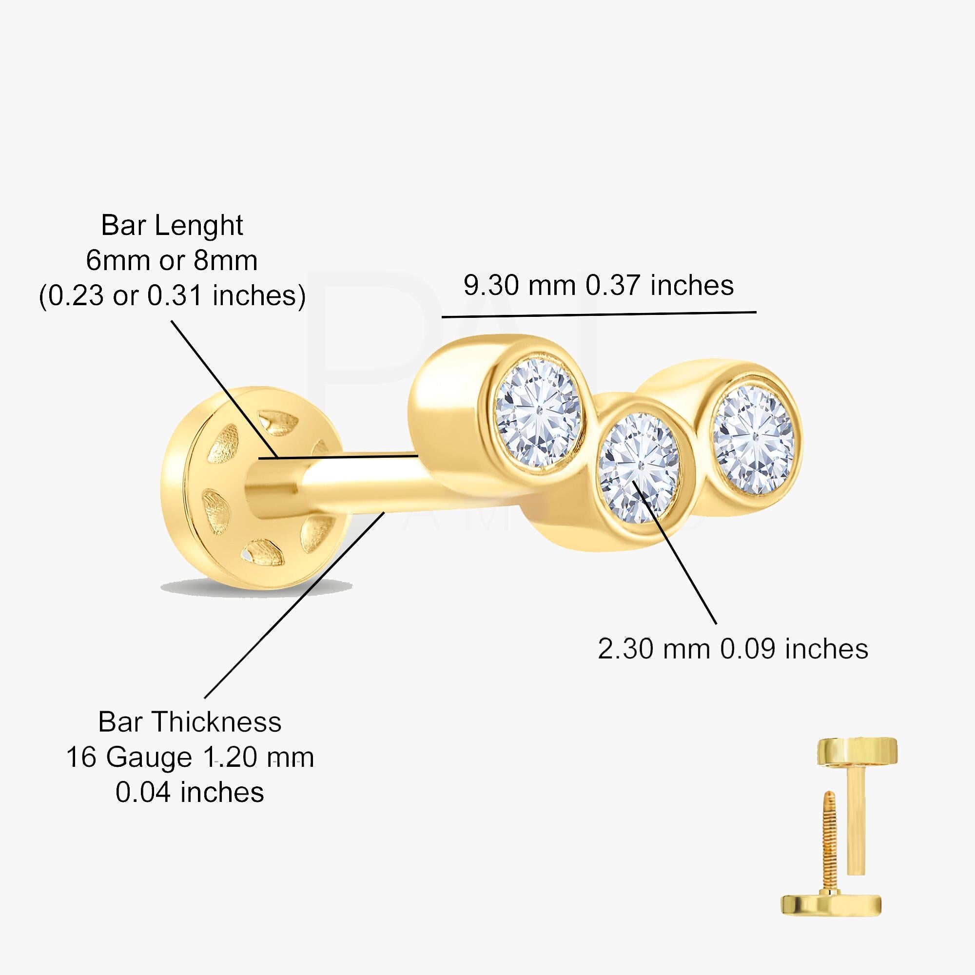 18k Diamond Tragus Piercing, 14k Solid Gold Tragus Earrings, Diamond Cartilage Tragus Earring, Diamond Stud Earrings by Pal Diamond