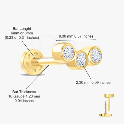 18k Diamond Tragus Piercing, 14k Solid Gold Tragus Earrings, Diamond Cartilage Tragus Earring, Diamond Stud Earrings by Pal Diamond