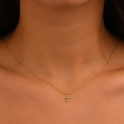 18k Diamond Cross Necklace, 14k Gold Diamond Cross Pendant for Women, Christian Jewelry, Religious Diamond Jewelry, Gold Cross Necklace