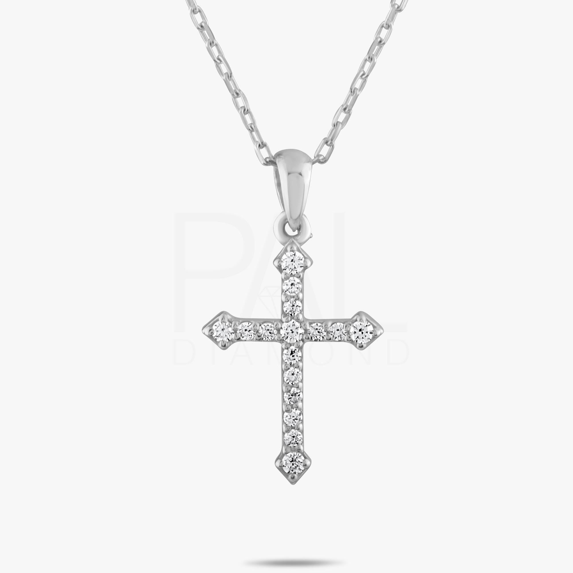 18k Solid Gold Natural Diamond Cross Necklace, 14k Christian Faith Pendant, Religious Diamond Necklace, Dainty Cross Necklace for Women