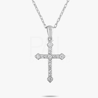 18k Solid Gold Natural Diamond Cross Necklace, 14k Christian Faith Pendant, Religious Diamond Necklace, Dainty Cross Necklace for Women