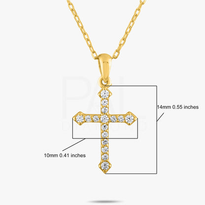 18k Solid Gold Natural Diamond Cross Necklace, 14k Christian Faith Pendant, Religious Diamond Necklace, Dainty Cross Necklace for Women