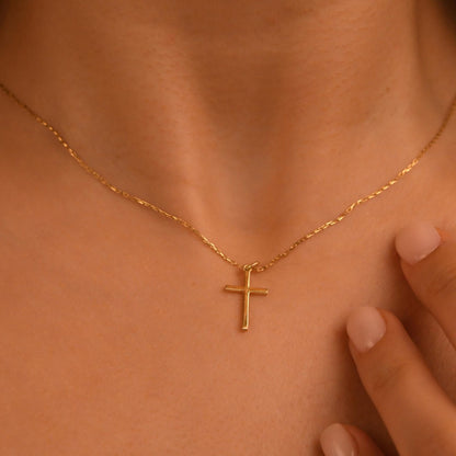 18k Gold Cross Necklace, 14k Solid Gold Cross Necklace for Women, Gold Cross Necklace for  Men, Solid Gold Religious Jewelry, Cross Pendant