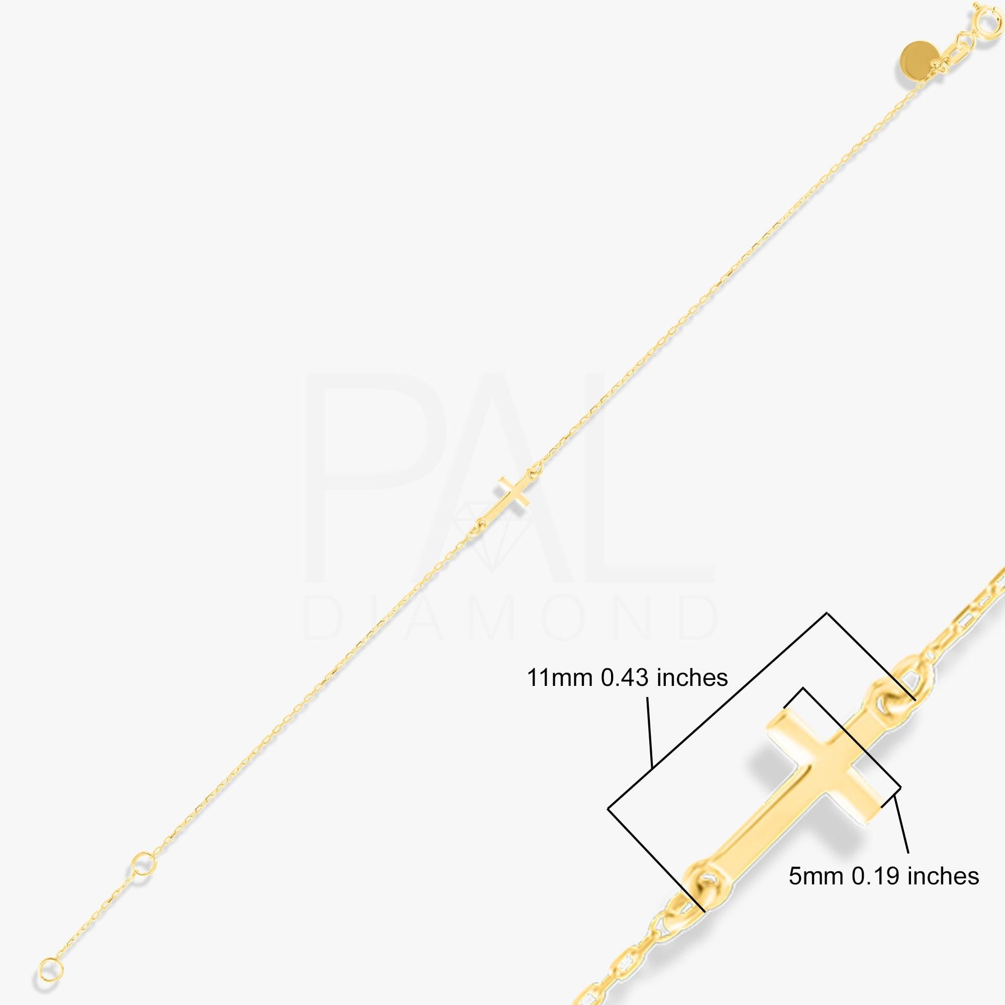 18k Gold Cross Bracelet, 14k Gold Cross Bracelet, Cross Bracelet for Women, Dainty Religious Bracelet, Cross Jewelry, Christian Bracelet