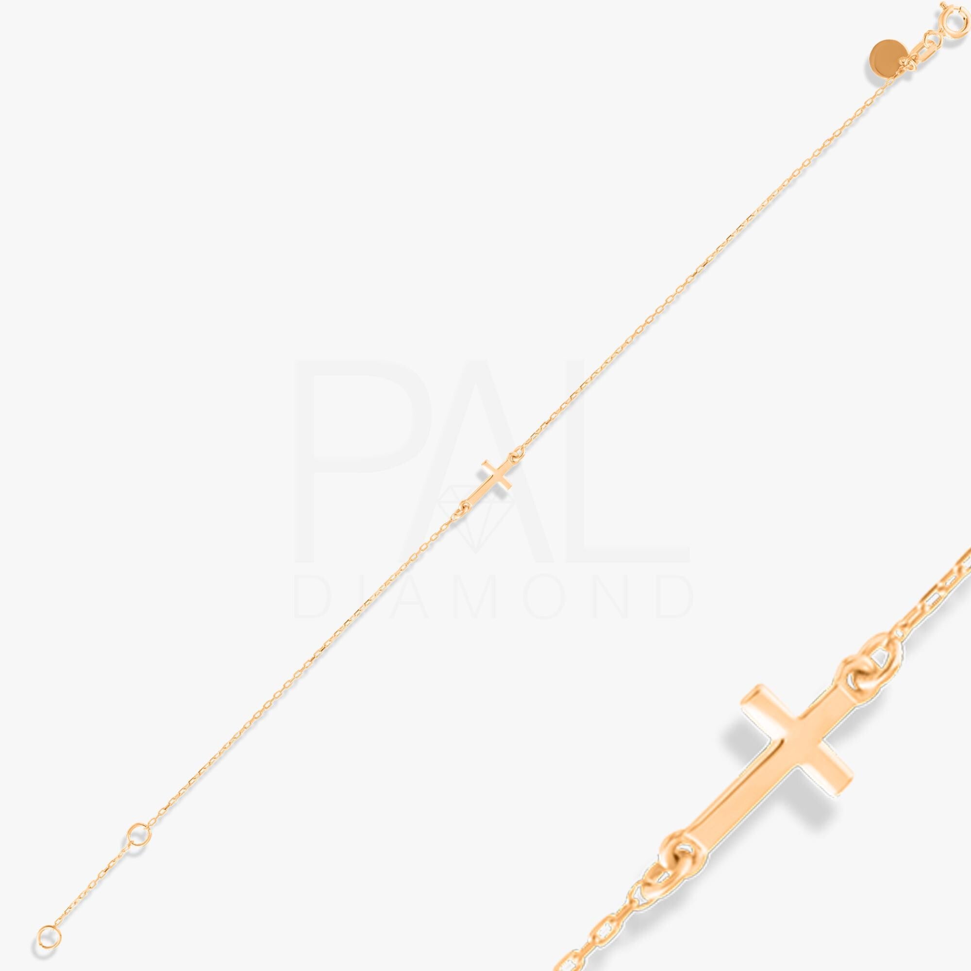 18k Gold Cross Bracelet, 14k Gold Cross Bracelet, Cross Bracelet for Women, Dainty Religious Bracelet, Cross Jewelry, Christian Bracelet