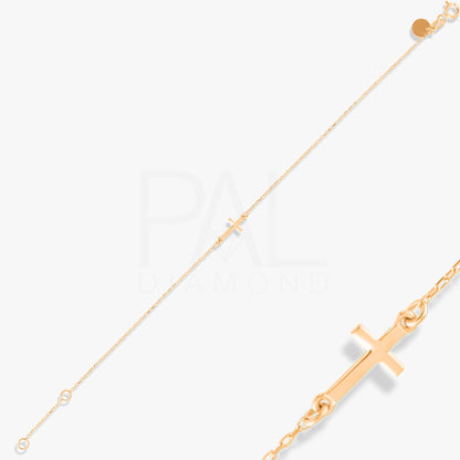 18k Gold Cross Bracelet, 14k Gold Cross Bracelet, Cross Bracelet for Women, Dainty Religious Bracelet, Cross Jewelry, Christian Bracelet