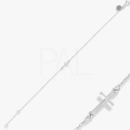 18k Gold Cross Bracelet, 14k Gold Cross Bracelet, Cross Bracelet for Women, Dainty Religious Bracelet, Cross Jewelry, Christian Bracelet