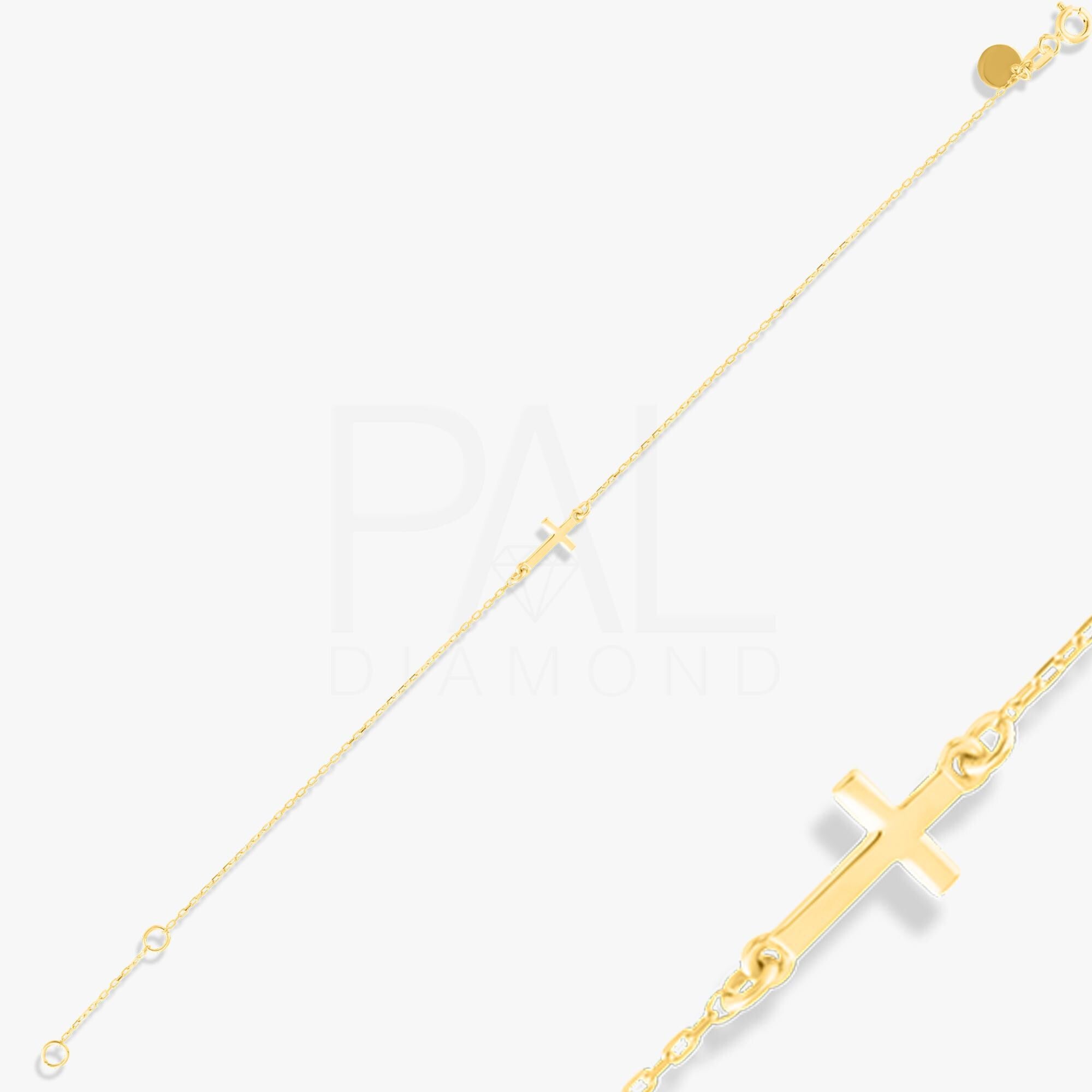 18k Gold Cross Bracelet, 14k Gold Cross Bracelet, Cross Bracelet for Women, Dainty Religious Bracelet, Cross Jewelry, Christian Bracelet