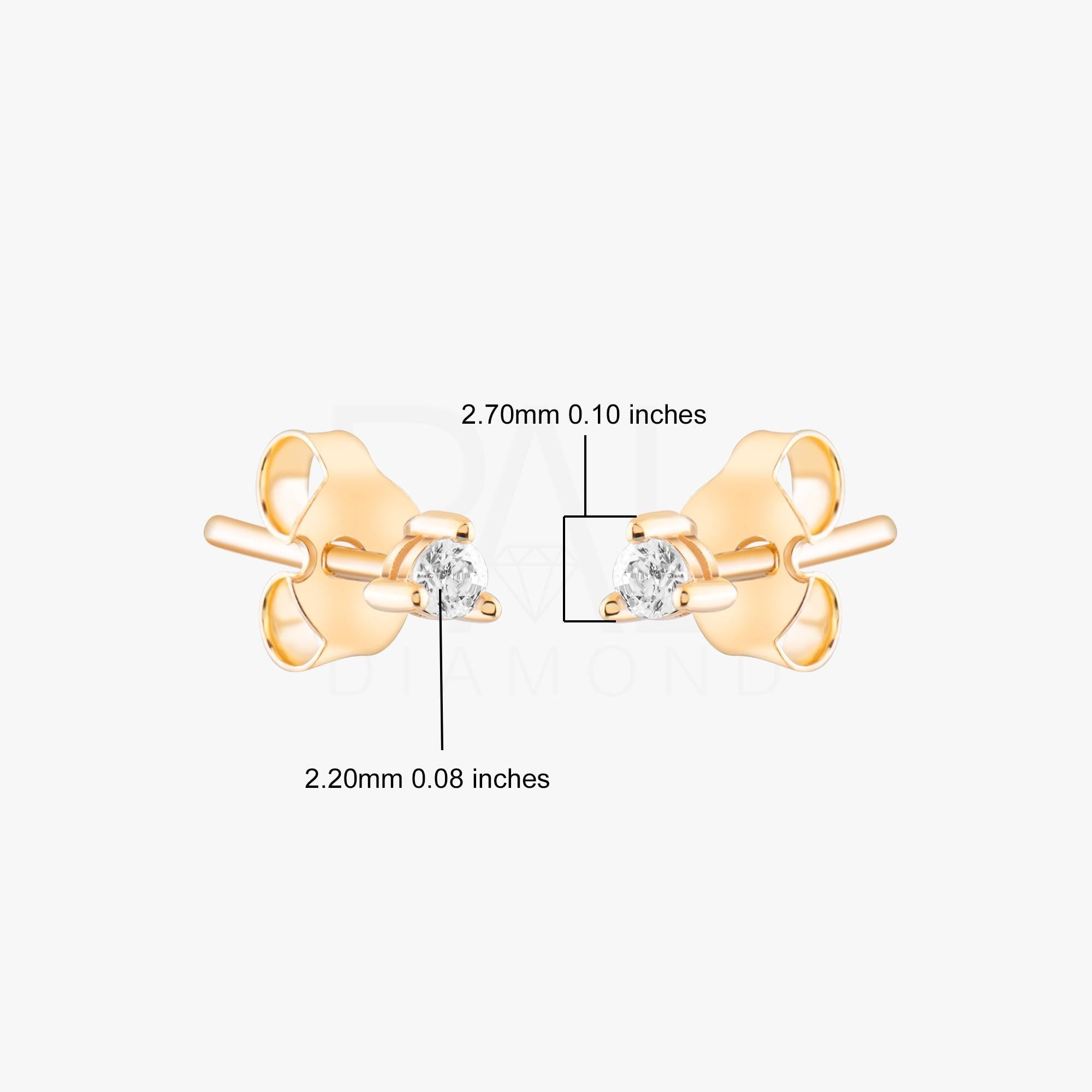 18K Diamond Solitaire Earrings, 14k Solid Gold Diamond Solitaire Earrings, Solitaire Stud Earrings, Diamond Cartilage Earrings, Gold Earring