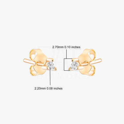 18K Diamond Solitaire Earrings, 14k Solid Gold Diamond Solitaire Earrings, Solitaire Stud Earrings, Diamond Cartilage Earrings, Gold Earring