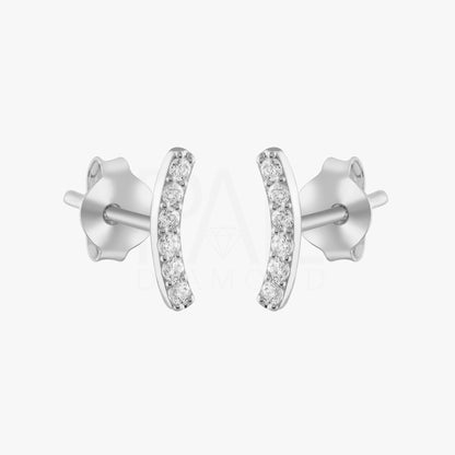 Diamond Curved Earrings, 18k Solid Gold Diamond Curved Earrings, 14k Solid Gold Diamond Curved Bar Earrings, Mini Diamond Stud Earrings