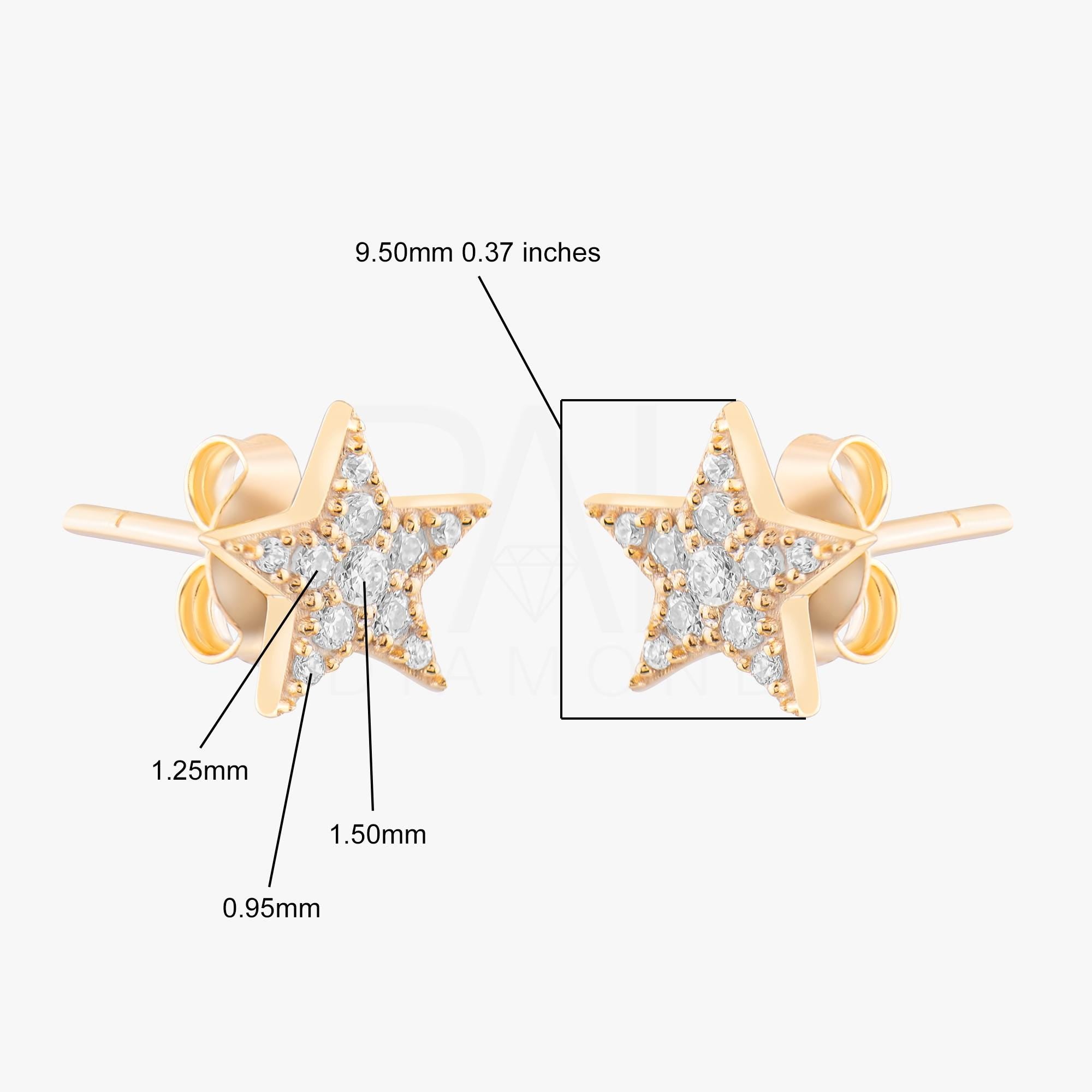 18k Solid Gold Diamond Star Earrings, 14k Solid Gold Mini Star Stud Earrings, Mini Gold Star Earrings, Natural Diamond Star Earrings