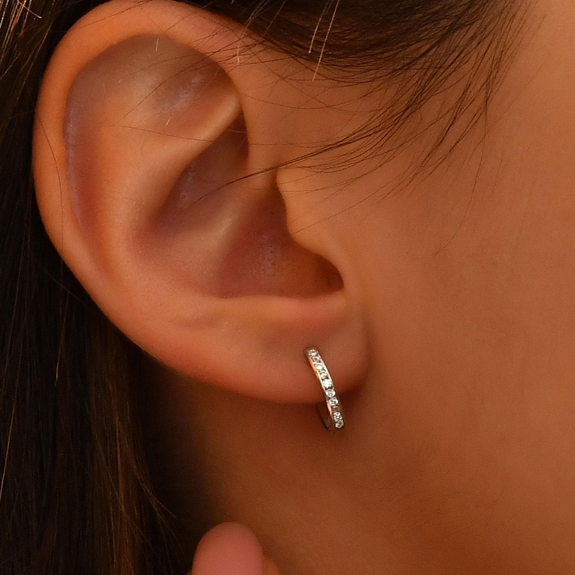 Diamond Earrings , Diamond Hoop Earrings, 18k Gold Diamond Dainty Earrings, Geniue Diamond for Women Hoop Earrings, Gold Huggie Earrings