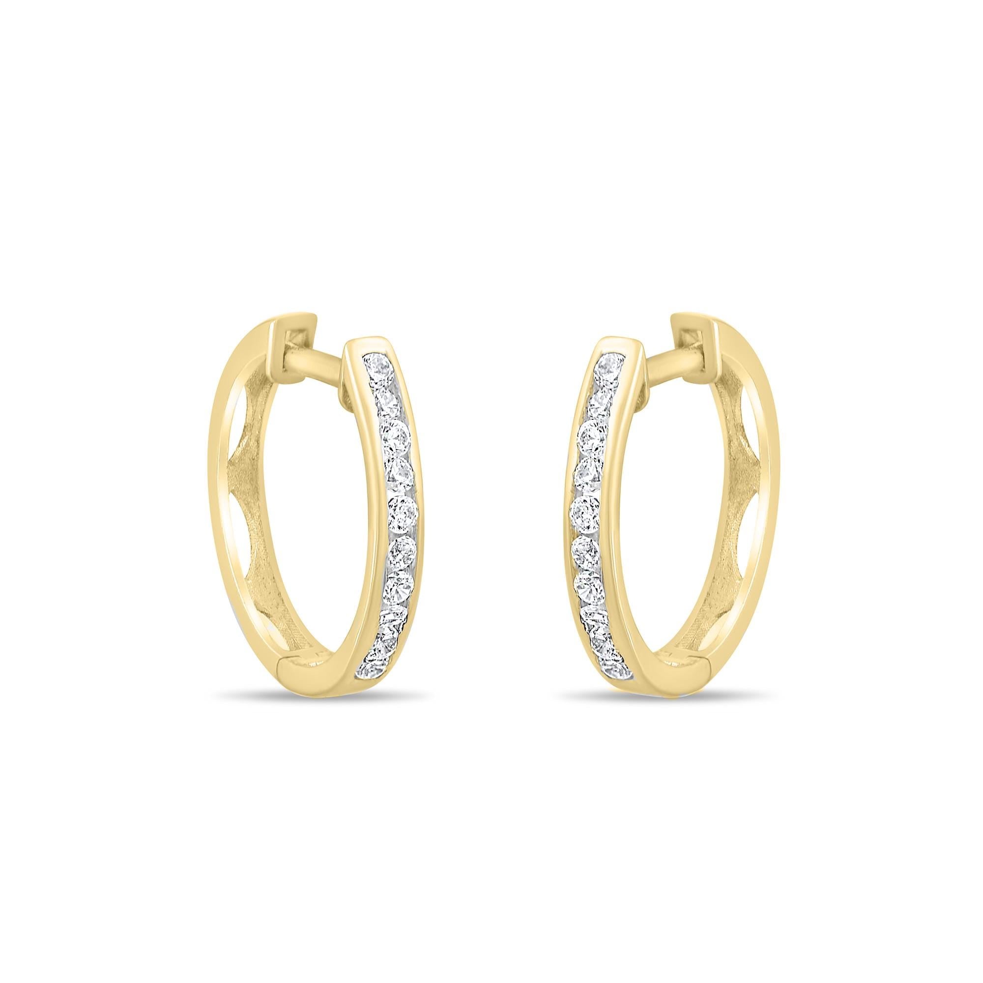 Diamond Earrings , Diamond Hoop Earrings, 18k Gold Diamond Dainty Earrings, Geniue Diamond for Women Hoop Earrings, Gold Huggie Earrings