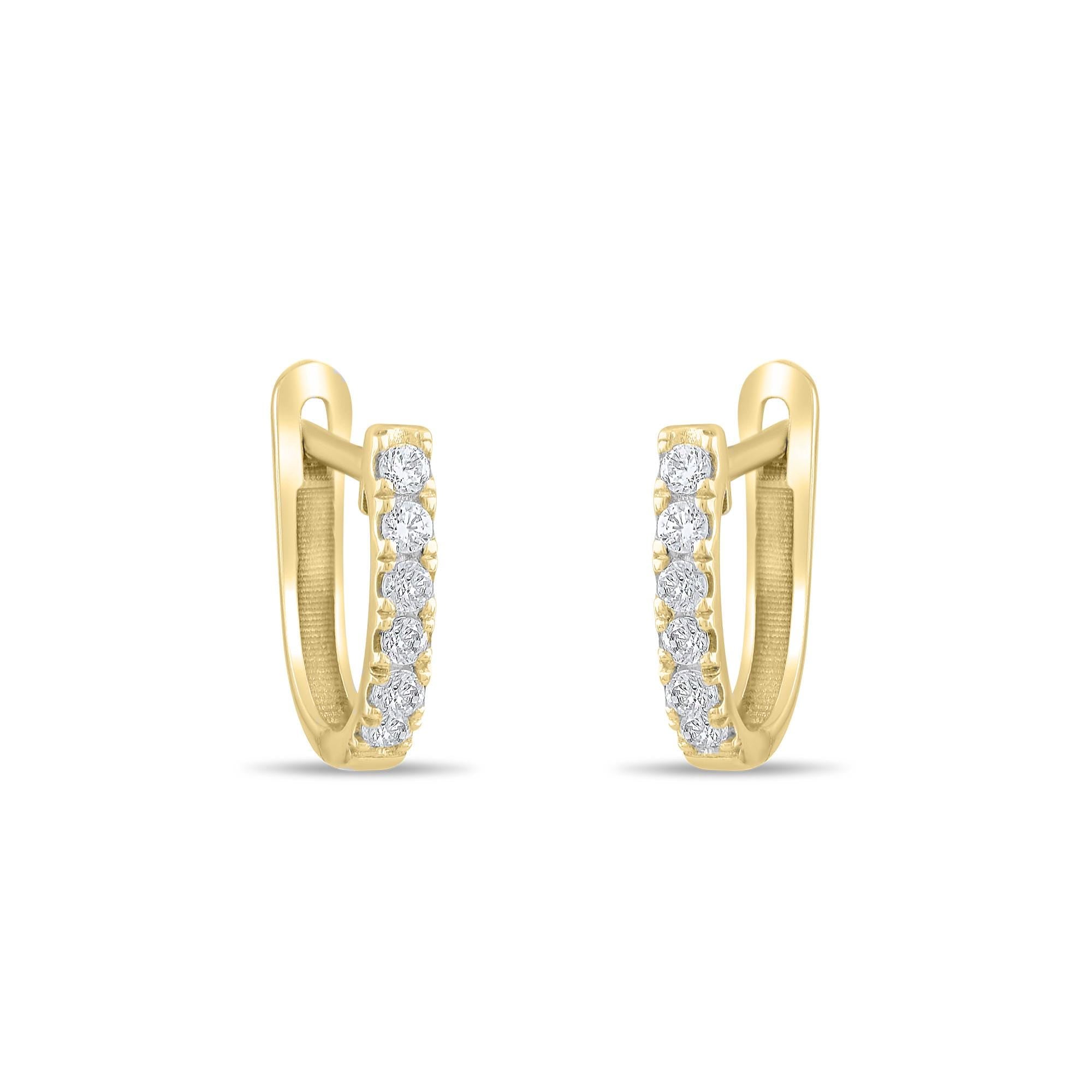 18k Diamond Hoop Earrings, 14k Solid Gold Diamond Huggie Earrings, Mini Gold Hoop Earrings, Diamond Earrings for Women, Gold Earrings