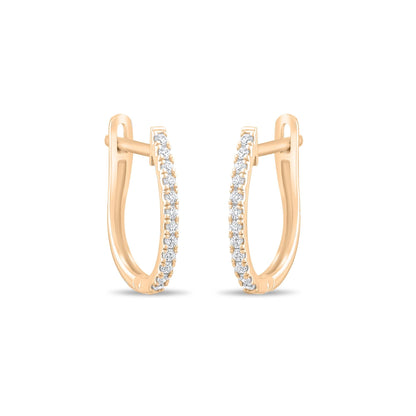 18k Diamond Hoop Earrings, 14k Diamond Huggie Earrings, Solid Gold Diamond Cartilage Earrings, Dainty Hoop Diamond Earrings