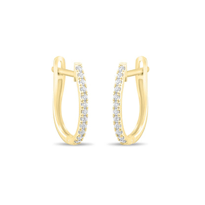 18k Diamond Hoop Earrings, 14k Diamond Huggie Earrings, Solid Gold Diamond Cartilage Earrings, Dainty Hoop Diamond Earrings
