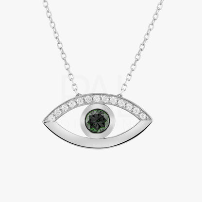 18k Diamond Evil Eye Ruby Necklace, 14k Solid Gold Sapphire Evil Eye Necklace, Emerald Evil Eye Necklace, Nazar Necklace, Evil Eye Jewelry