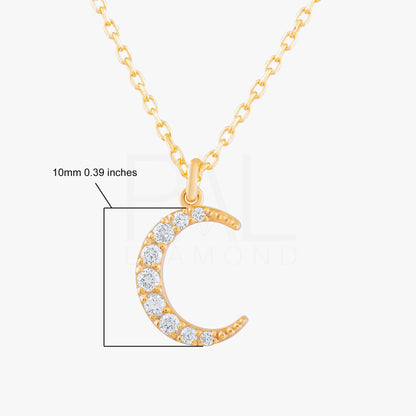 18k Solid Gold Diamond Crescent Necklace, 14k Diamond Moon Necklace, Mini Crescent Pendant, Dainty Crescent Necklace, Celestial Necklace