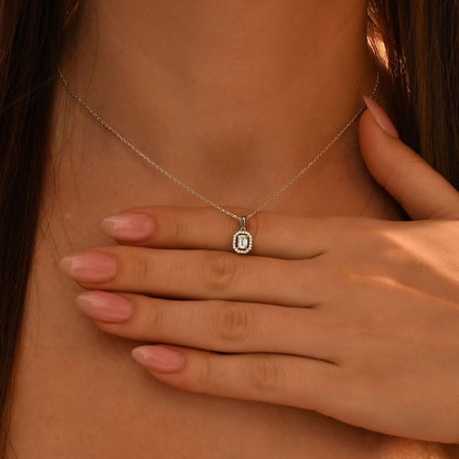 Diamond Baguette Necklace, 18k Gold Baguette Necklace for Women, 14k Solid Gold Diamond Baguette Necklace, Minimalist Gold Baguette Pendant