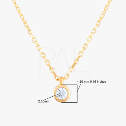 18k Diamond 0.08 Carat Solitaire Neklace, 14k Gold Dainty Diamond Solitaire Necklace, Bezel Setting Solitaire Necklace, Bridal Necklace