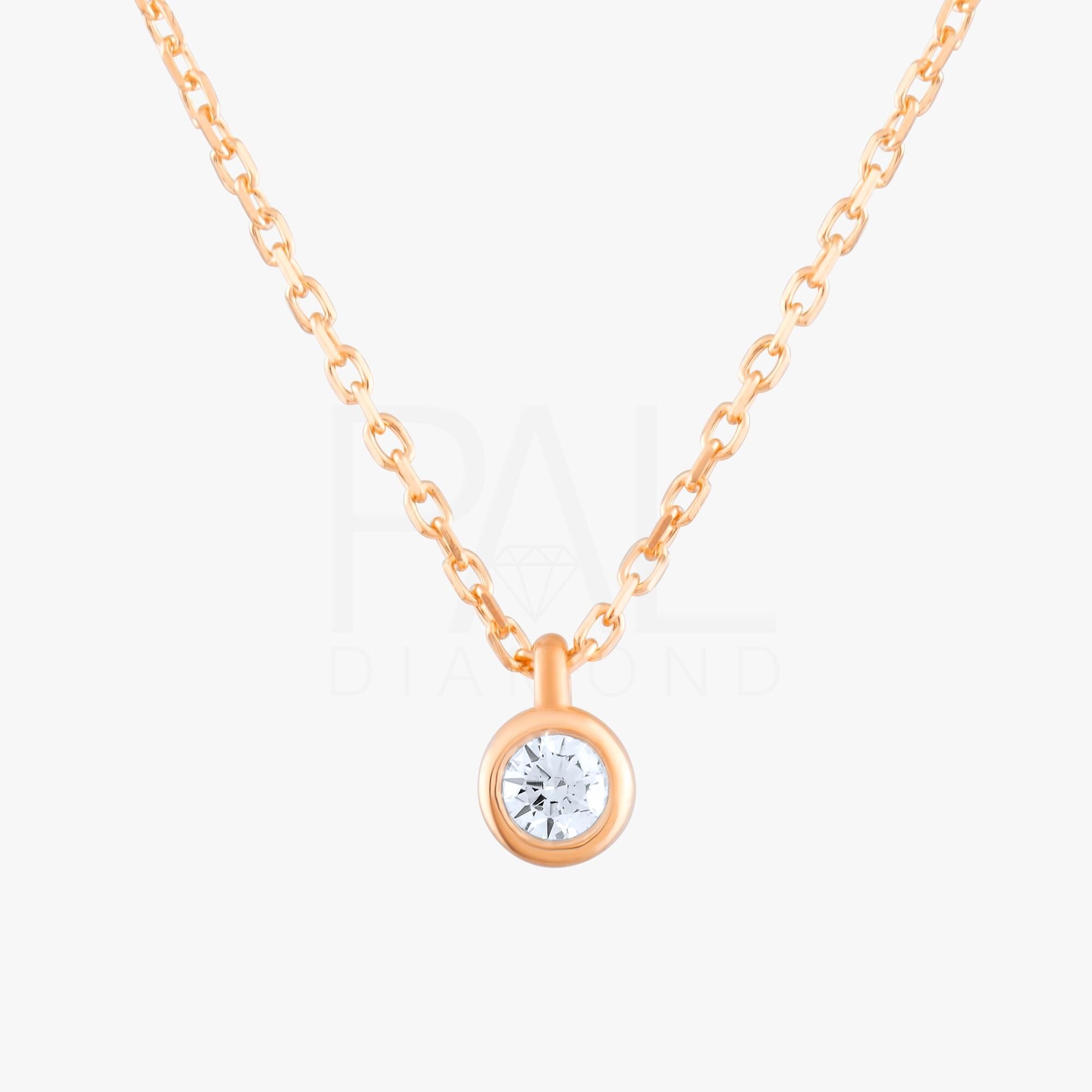 18k Diamond 0.08 Carat Solitaire Neklace, 14k Gold Dainty Diamond Solitaire Necklace, Bezel Setting Solitaire Necklace, Bridal Necklace