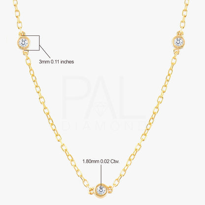 18k Diamond Solitaire Necklace, 14k Solid Gold 3 Stones Diamond Necklace, Bezel Setting Solitaire Diamond Necklace, Solitaire Gold Necklace