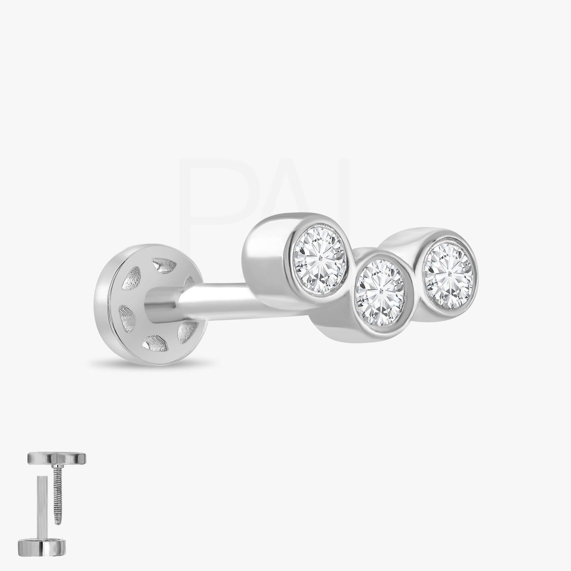 18k Diamond Tragus Piercing, 14k Solid Gold Tragus Earrings, Diamond Cartilage Tragus Earring, Diamond Stud Earrings by Pal Diamond