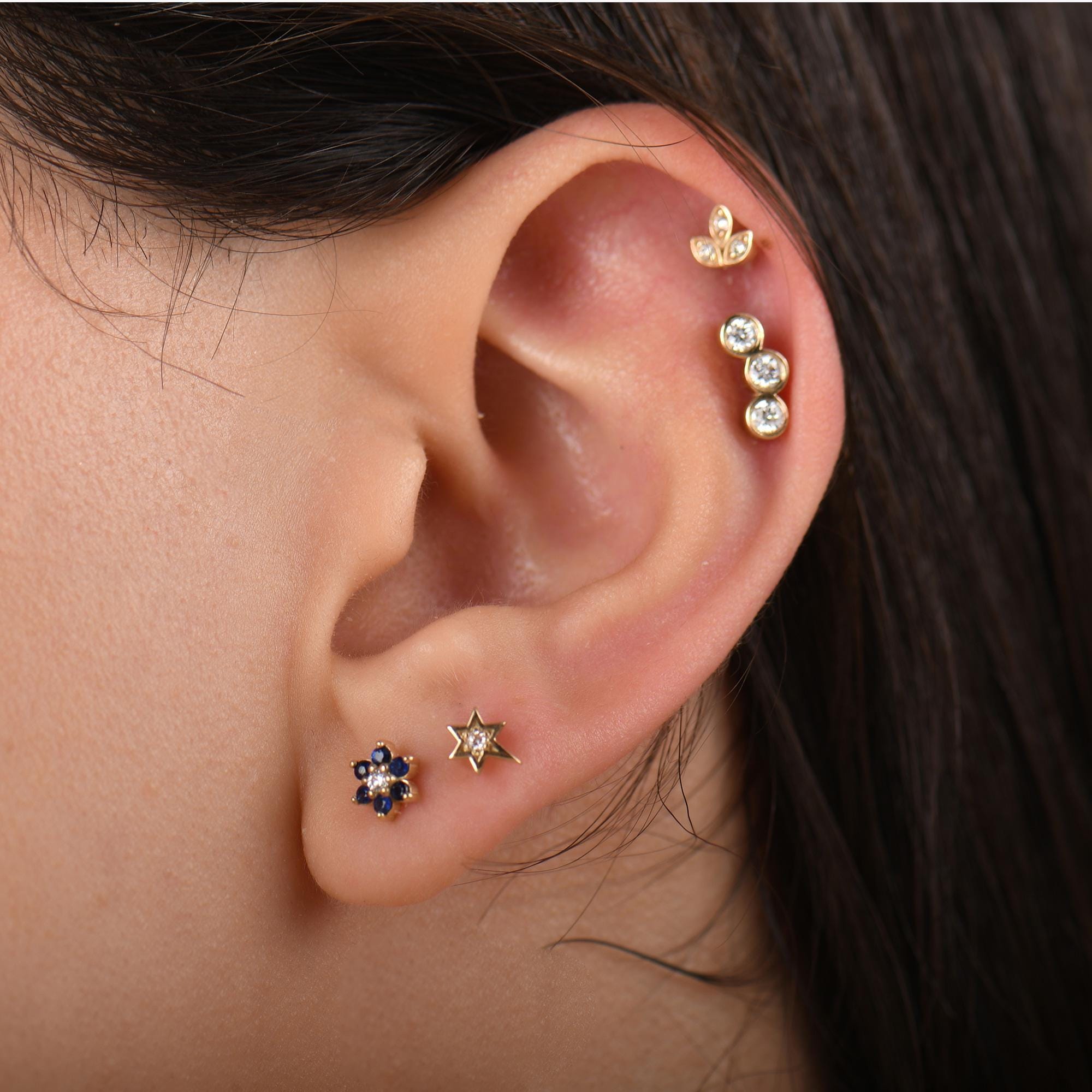 18k Diamond Tragus Piercing, 14k Solid Gold Tragus Earrings, Diamond Cartilage Tragus Earring, Diamond Stud Earrings by Pal Diamond