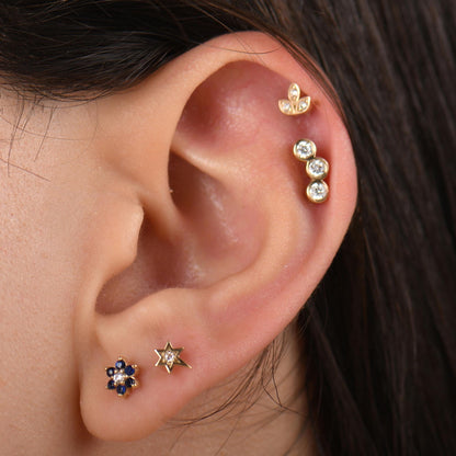 18k Diamond Tragus Piercing, 14k Solid Gold Tragus Earrings, Diamond Cartilage Tragus Earring, Diamond Stud Earrings by Pal Diamond