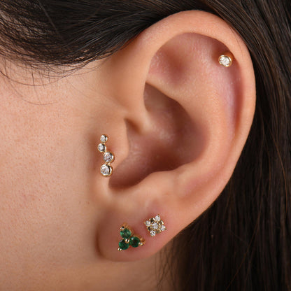 18k Diamond Solitaire Tragus Piercing, 14k Real Gold Solitaire Tragus Earring, Tragus Jewelry, Diamond Cartilage Earring, Flat Back Tragus