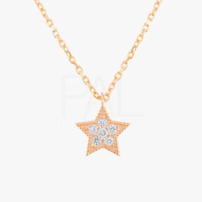 18k Diamond Star Necklace, 14k Gold Star Necklace, Diamond Star Charm Pendant, Solid Gold Diamond Celestial Necklace, Gift Diamond Necklace