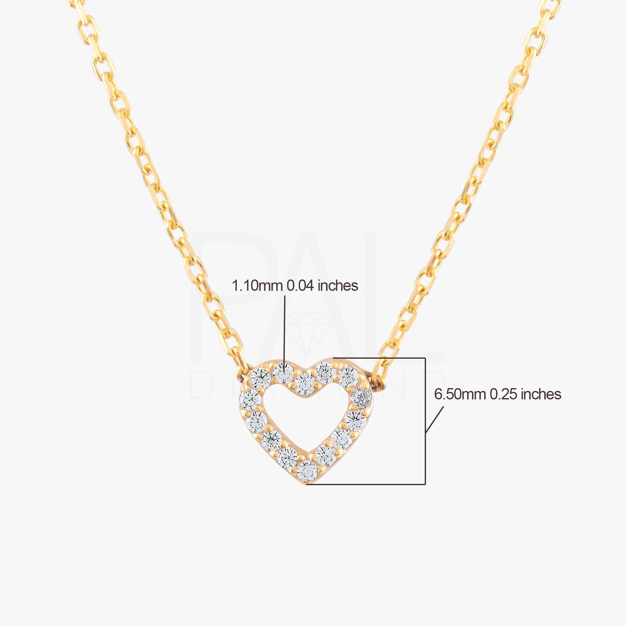 Diamond Heart Necklace, 18k Solid Gold Heart Necklace, 14k Mini Diamond Heart Pendant, Heart Shaped Love Necklace by Pal Diamond