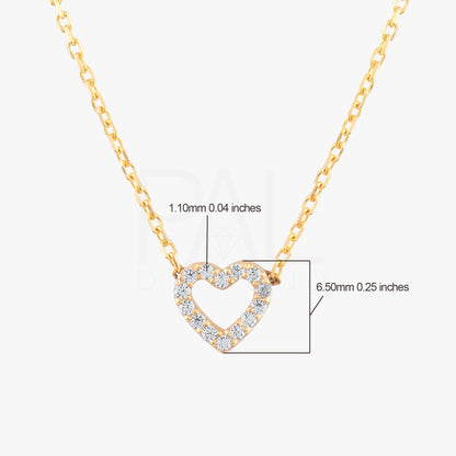 Diamond Heart Necklace, 18k Solid Gold Heart Necklace, 14k Mini Diamond Heart Pendant, Heart Shaped Love Necklace by Pal Diamond