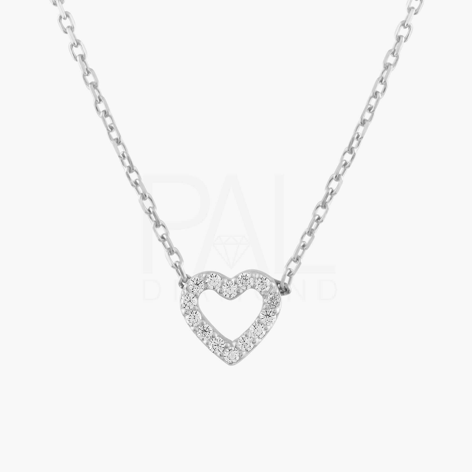 Diamond Heart Necklace, 18k Solid Gold Heart Necklace, 14k Mini Diamond Heart Pendant, Heart Shaped Love Necklace by Pal Diamond