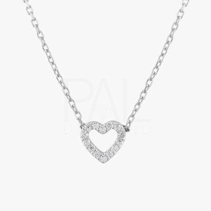 Diamond Heart Necklace, 18k Solid Gold Heart Necklace, 14k Mini Diamond Heart Pendant, Heart Shaped Love Necklace by Pal Diamond