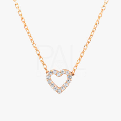 Diamond Heart Necklace, 18k Solid Gold Heart Necklace, 14k Mini Diamond Heart Pendant, Heart Shaped Love Necklace by Pal Diamond