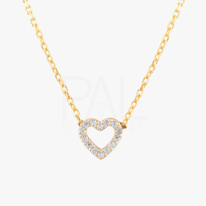 Diamond Heart Necklace, 18k Solid Gold Heart Necklace, 14k Mini Diamond Heart Pendant, Heart Shaped Love Necklace by Pal Diamond