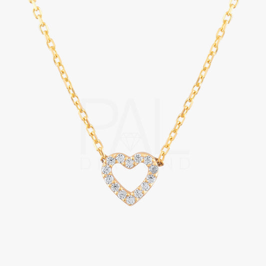 Diamond Heart Necklace, 18k Solid Gold Heart Necklace, 14k Mini Diamond Heart Pendant, Heart Shaped Love Necklace by Pal Diamond