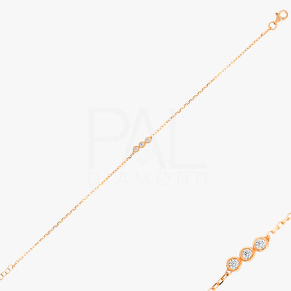 18k Solid Gold Diamond Bracelet For Women, Solitaire Diamond Tria Bracelet, 14k Real Gold and Real Diamond Bracelet, Bezel Setting Bracelet